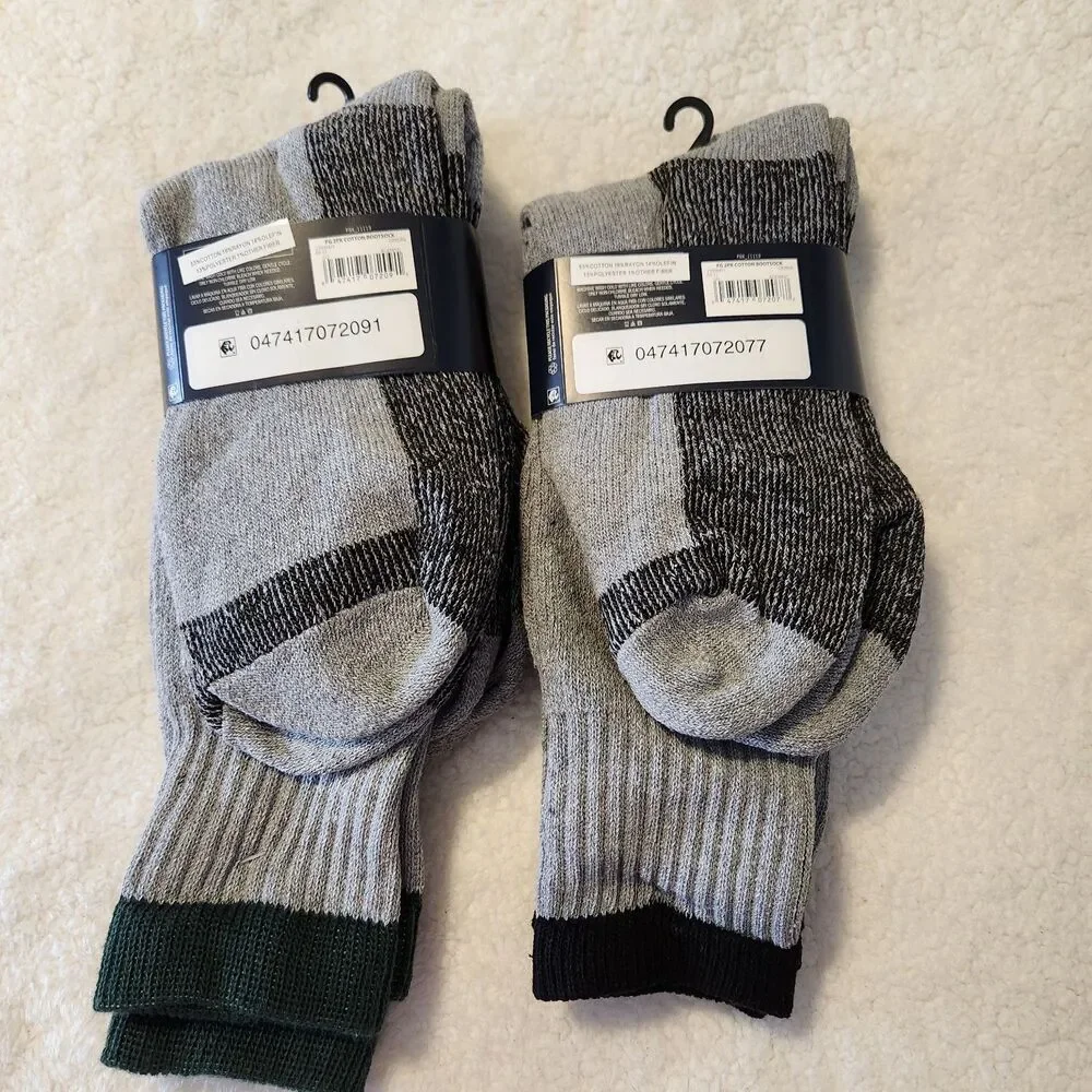 Mixed Lot of 4 Pairs Mens Faded Glory Gray Winter Boot Socks Size 6-12 NEW